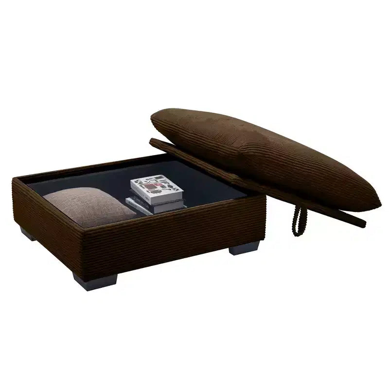 Banc de rangement carré en velours côtelé avec espace de rangement caché, repose-pieds rembourré pour salon et chambre à coucher