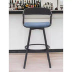 Chaise de bar pivotante en tissu bleu et noir de 31 po avec cadre en métal