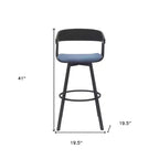 Chaise de bar pivotante en tissu bleu et noir de 31 po avec cadre en métal