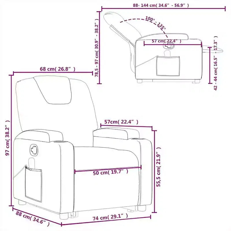 Fauteuil inclinable de massage Power Lift avec chaleur, vibrations et télécommande pour personnes âgées