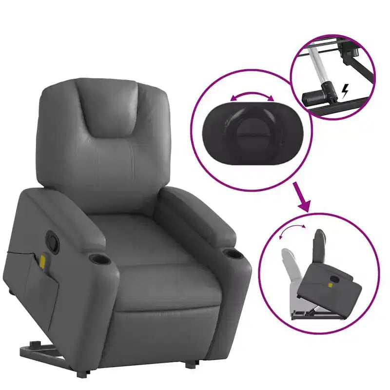 Fauteuil inclinable de massage Power Lift avec chaleur, vibrations et télécommande pour personnes âgées