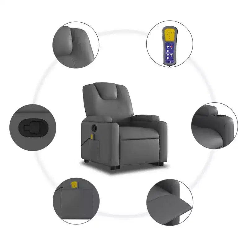 Fauteuil inclinable de massage Power Lift avec chaleur, vibrations et télécommande pour personnes âgées