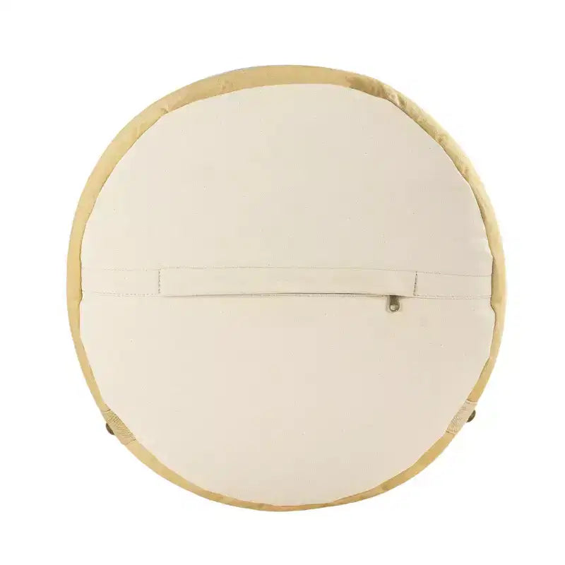 Pouf cylindrique rayé en coton beige 40 cm, siège d'appoint décoratif
