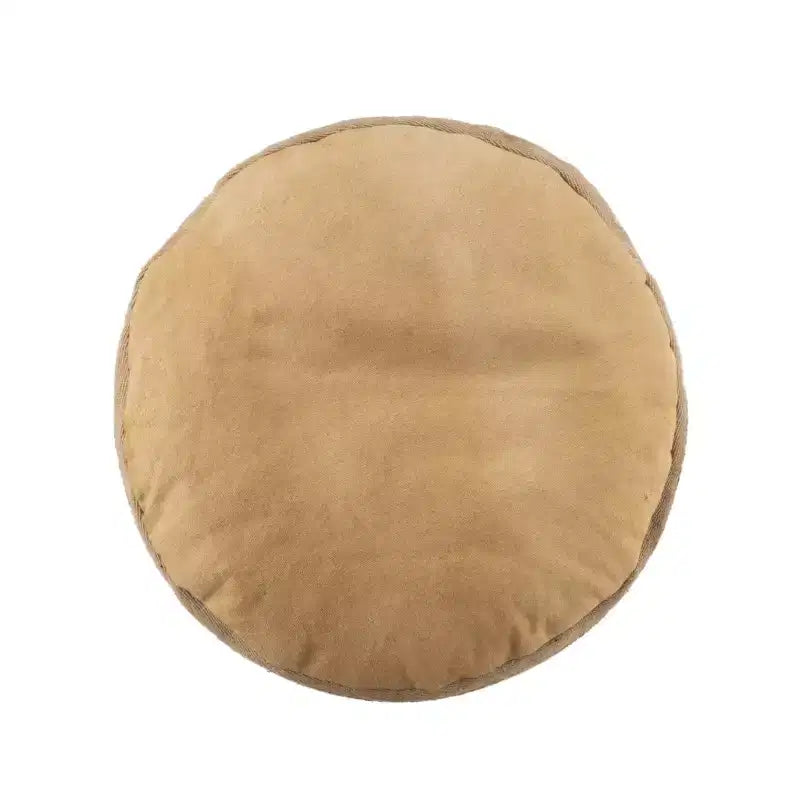 Pouf cylindrique rayé en coton beige 40 cm, siège d'appoint décoratif