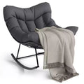 Oversized Rocking Patio Chair, Sturdy Metal Frame, Handwoven Rattan, Patio Rattan Egg Rocker, for Balcony, Backyard, Porch, Bedroom