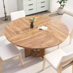 Table à manger ronde de ferme 47 po pour 4 à 6 personnes, en bois avec étagère de rangement et pieds réglables, pour salle à manger et salon