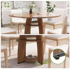Table à manger ronde de ferme 47 po pour 4 à 6 personnes, en bois avec étagère de rangement et pieds réglables, pour salle à manger et salon