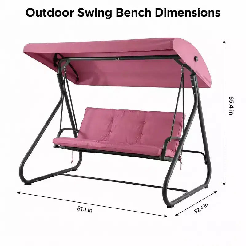 Balancelle convertible à 3 places pour l'extérieur avec auvent réglable, capacité de 340 kg, coussins amovibles, pour terrasse et jardin.