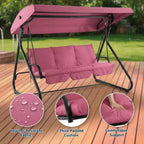 Balancelle convertible à 3 places pour l'extérieur avec auvent réglable, capacité de 340 kg, coussins amovibles, pour terrasse et jardin.