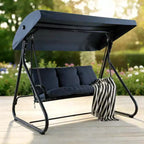 Balancelle convertible à 3 places pour l'extérieur avec auvent réglable, capacité de 340 kg, coussins amovibles, pour terrasse et jardin.