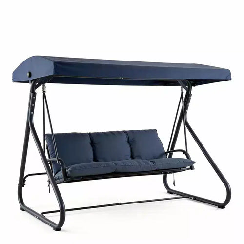 3-Seat Outdoor Convertible Swing Glider, Adjustable Canopy, Heavy-Duty Metal Frame, 750 LBS Weight Capacity, Removable Cushions, for Patio, Backyard