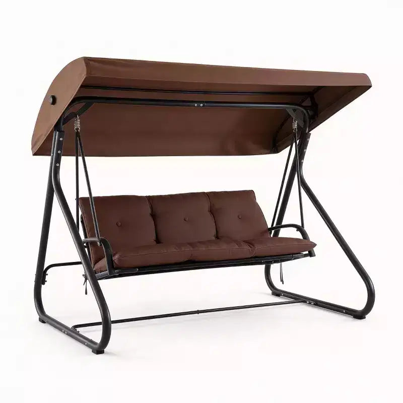 Balancelle convertible à 3 places pour l'extérieur avec auvent réglable, capacité de 340 kg, coussins amovibles, pour terrasse et jardin.