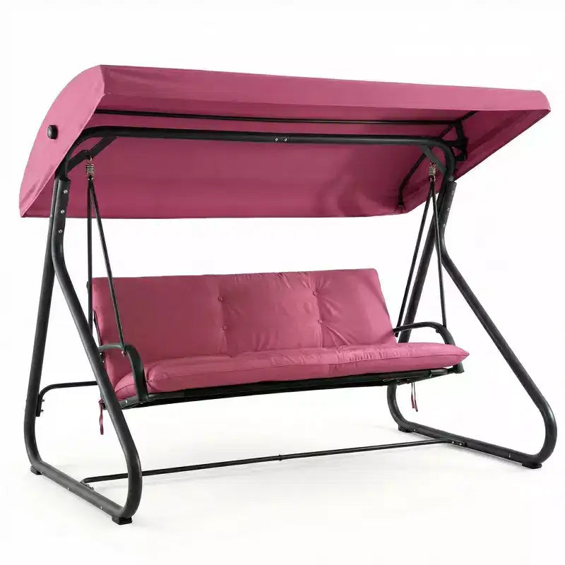 Balancelle convertible à 3 places pour l'extérieur avec auvent réglable, capacité de 340 kg, coussins amovibles, pour terrasse et jardin.