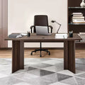 Bureau de direction 160 cm, grande table rectangulaire moderne avec passe-câbles, capacité de 113 kg, marron