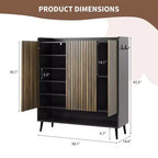 Meuble à chaussures 6 niveaux avec 3 portes et crochets, lot de 2 marron, grand organisateur d'entrée pour couloir et salon