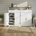 Shoe Cabinet, Shoe Storage Cabinet  Modern Farmhouse Narrow Design with Drawers & Adjustable Shelves, Freestanding Organizer for Entryway
