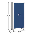 Armoire de rangement métallique roulante robuste de 182 cm avec étagères réglables, pour garage et bureau