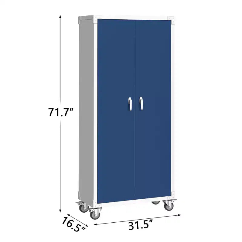 Armoire de rangement métallique roulante robuste de 182 cm avec étagères réglables, pour garage et bureau