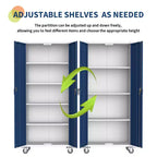 Armoire de rangement métallique roulante robuste de 182 cm avec étagères réglables, pour garage et bureau