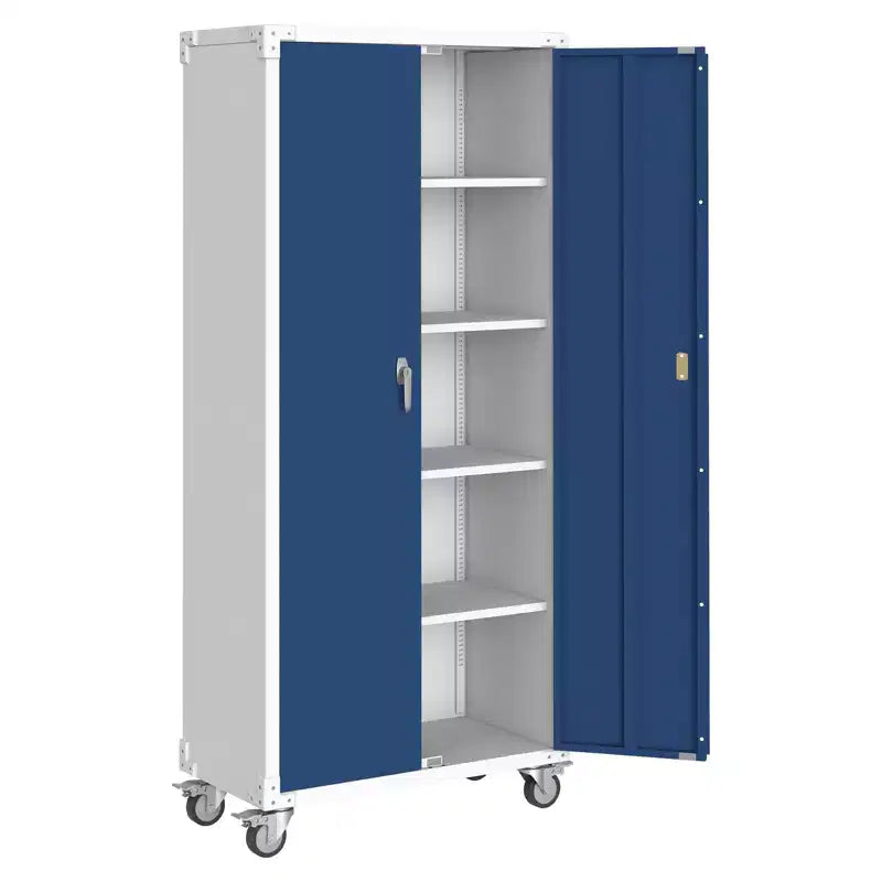 Armoire de rangement métallique roulante robuste de 182 cm avec étagères réglables, pour garage et bureau