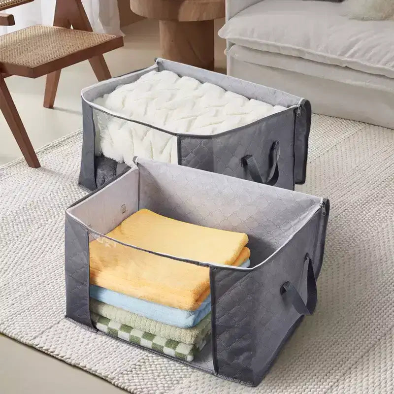 Lot de 6 sacs de rangement pliables pour vêtements avec fenêtre transparente, poignées et fermetures éclair bidirectionnelles, grands organisateurs de placard