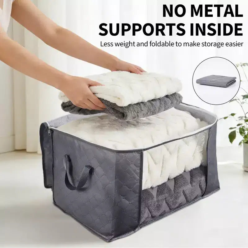 Lot de 6 sacs de rangement pliables pour vêtements avec fenêtre transparente, poignées et fermetures éclair bidirectionnelles, grands organisateurs de placard