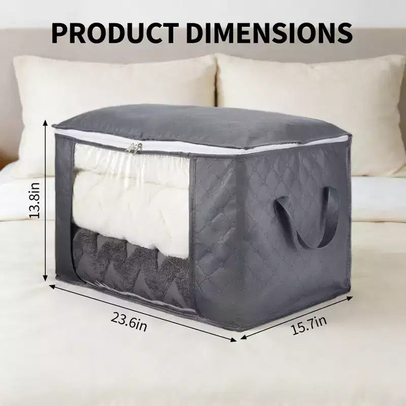 Lot de 6 sacs de rangement pliables pour vêtements avec fenêtre transparente, poignées et fermetures éclair bidirectionnelles, grands organisateurs de placard