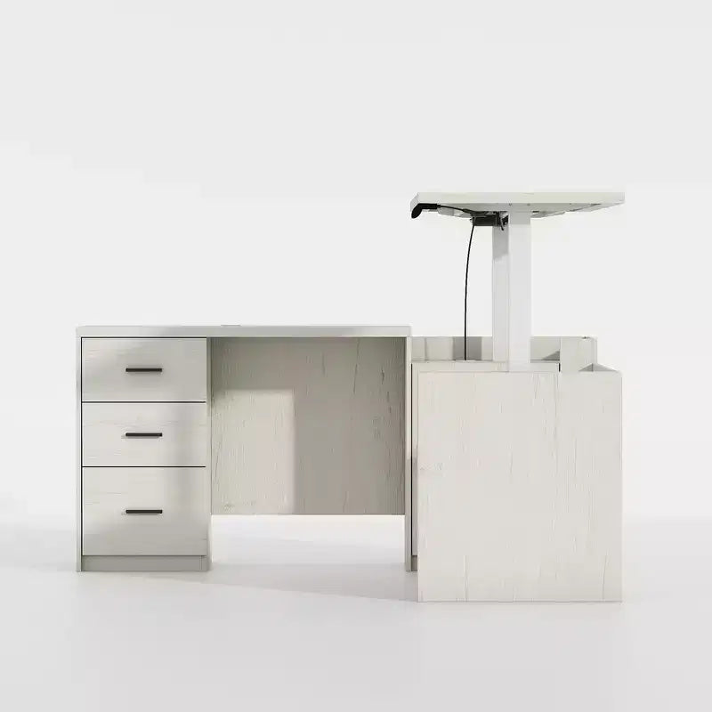 Bureau d'angle électrique réglable en hauteur avec tiroirs de rangement et ports de charge, 4 préréglages de mémoire, pour bureau à domicile