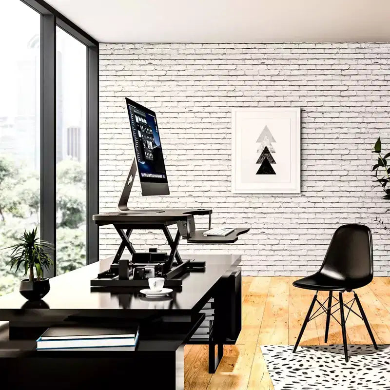 Convertisseur de bureau assis-debout électrique réglable en hauteur 40", port USB, contrôle via application, noir