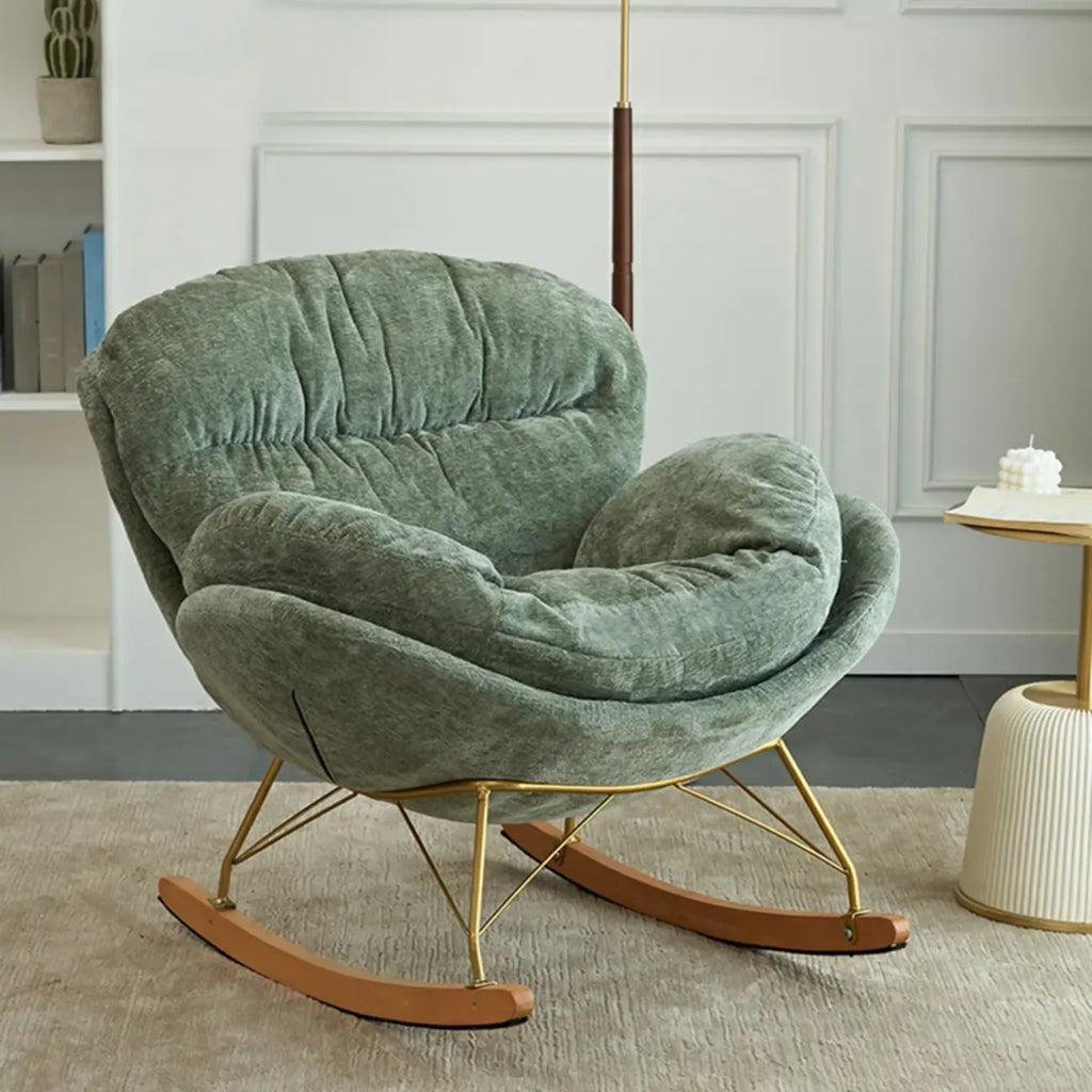 Fauteuil à bascule ergonomique rembourré en velours moderne pour chambre de bébé
