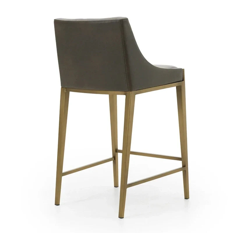 Tabouret de comptoir contemporain Modrest Fairview gris et laiton