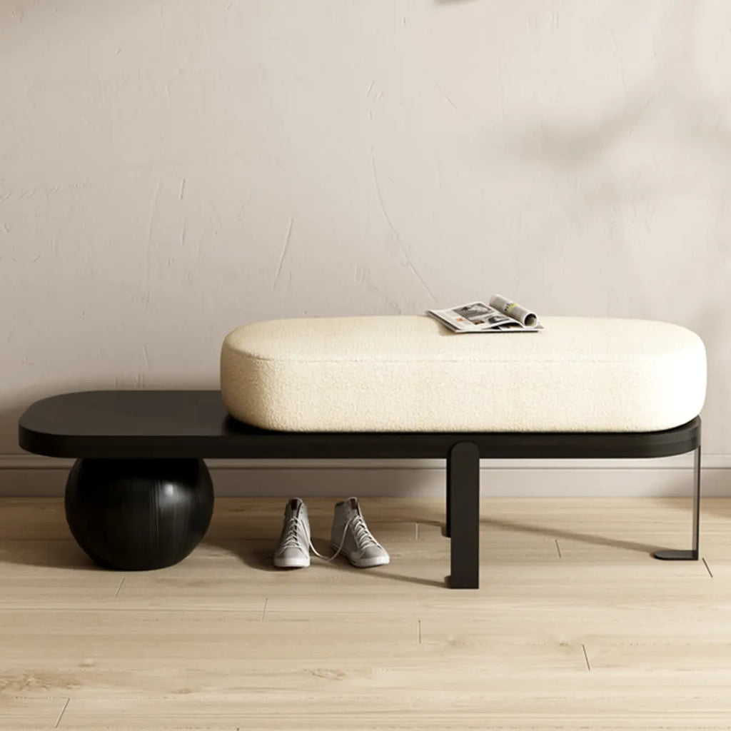 Banc court rembourré en bois beige moderne