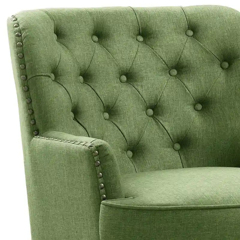 Moser Bay Mignon Fauteuil d'appoint à oreilles capitonné large de 76 cm en velours et lin