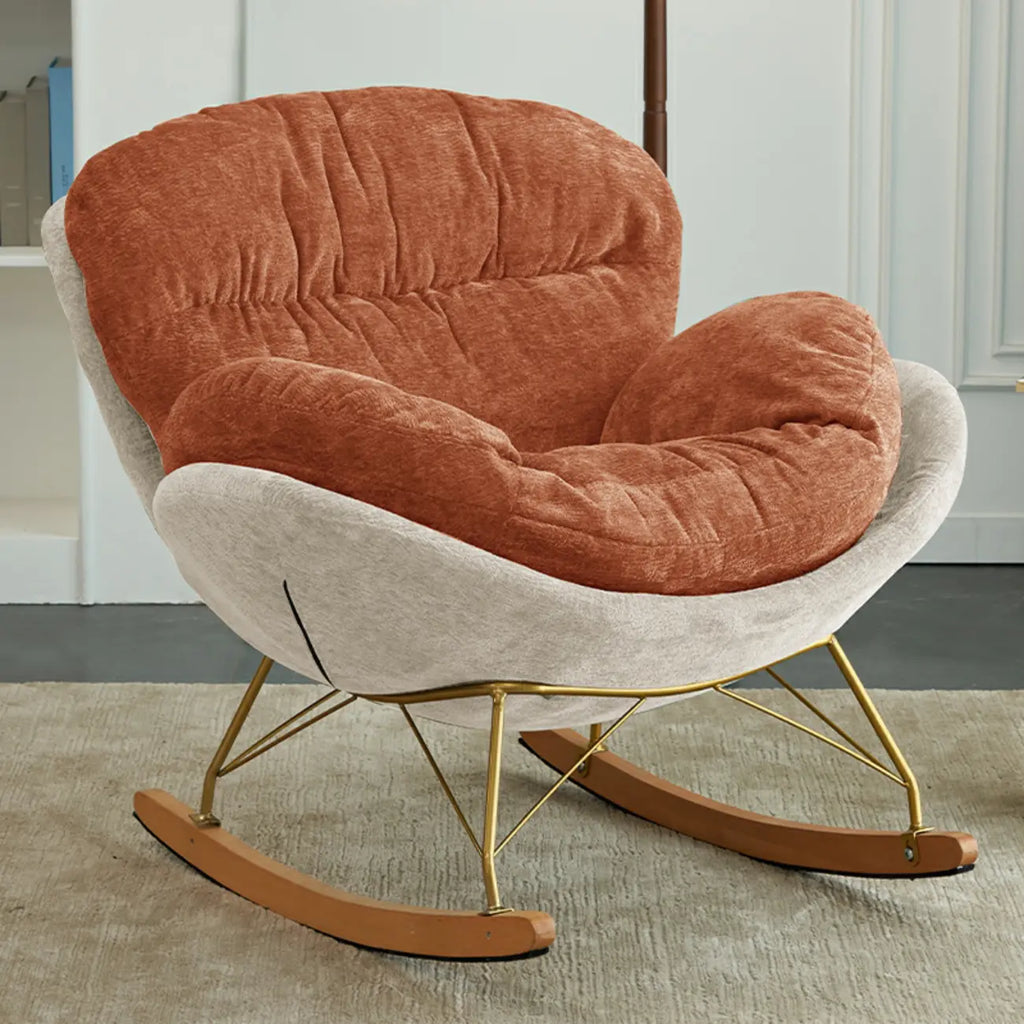 Fauteuil à bascule ergonomique rembourré en velours moderne pour chambre de bébé
