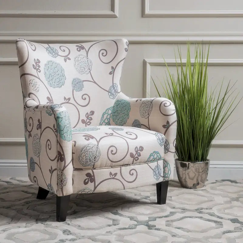 Fauteuil rembourré à dossier haut avec pieds en bois Modern Retro 30.25 pour le salon