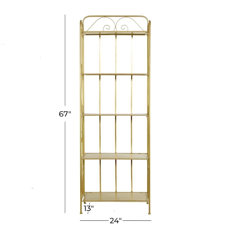 Étagère de Boulanger Pliable Haute à 5 Niveaux en Métal Décoratif pour Intérieur/Extérieur - Or ou Blanc - Roche River Decor
