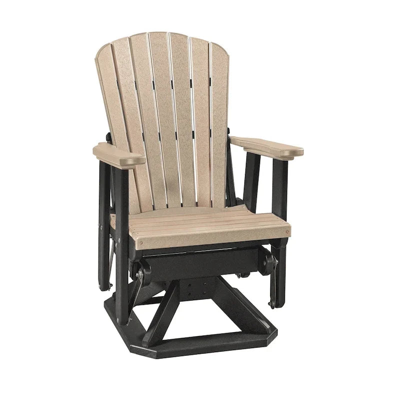 Fauteuil à bascule pivotant OS Home and Office Model Fan Back Glider en Weatherwood avec base noire