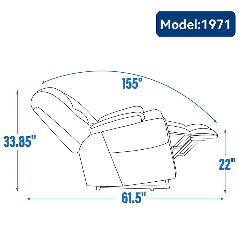 Fauteuil inclinable Power Lift avec massage et chaleur, fauteuils inclinables larges et rembourrés Lazy Boy avec ports USB, Type C et 2 porte-gobelets en acier