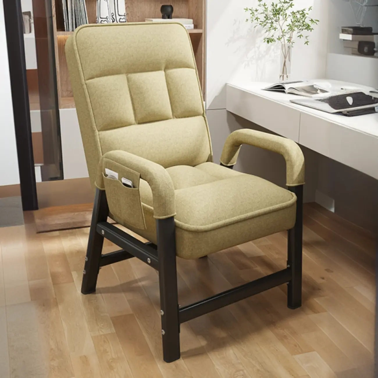 Chaise de bureau moderne à 4 pieds, rembourrée, gris