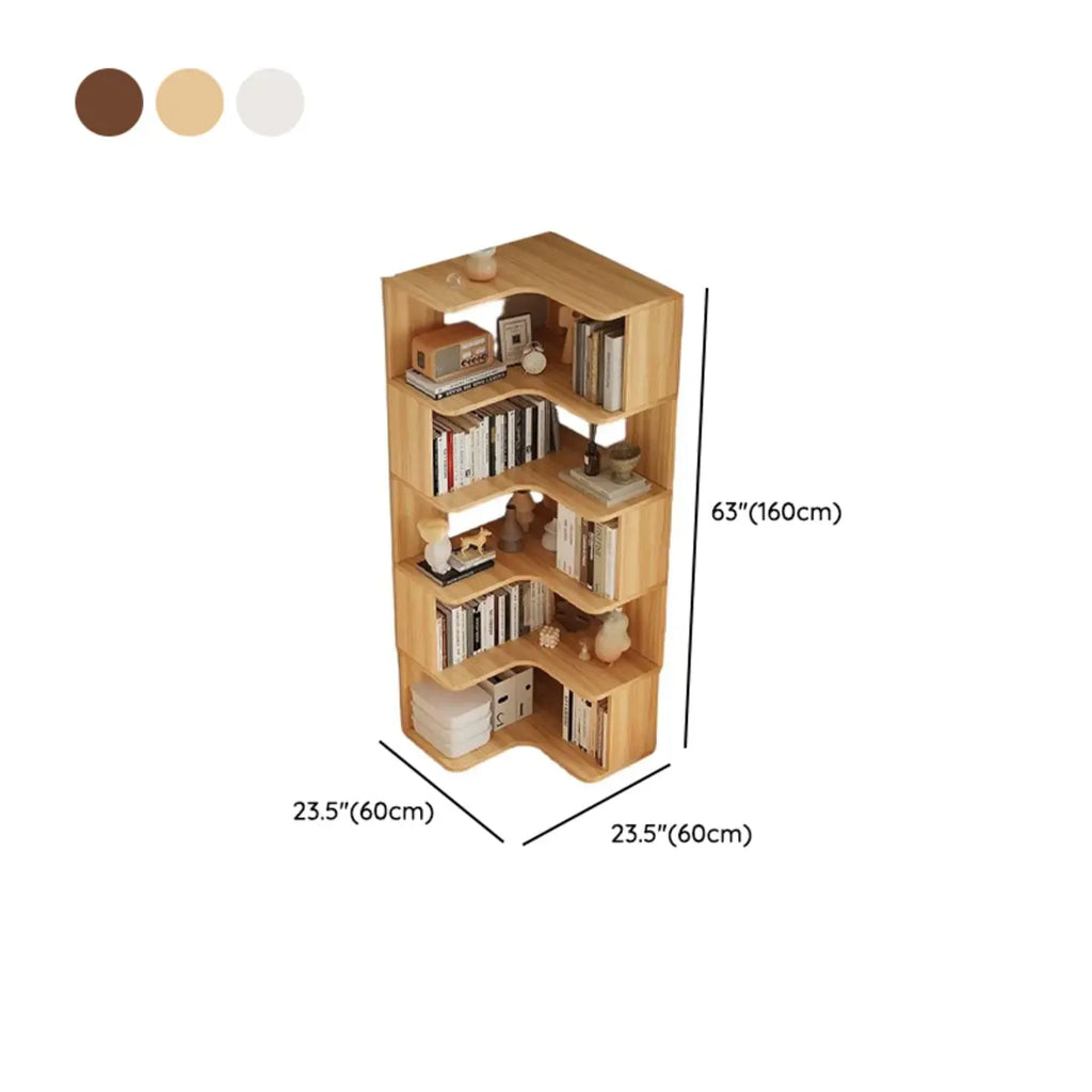 Étagère d'angle en bois manufacturé à 6 tablettes