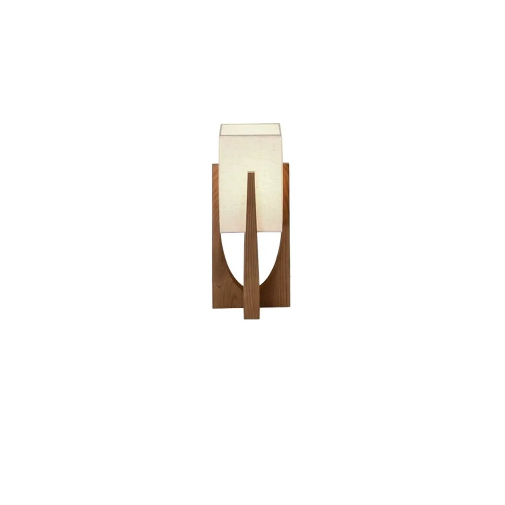 Lampadaires LED en bois vintage avec abat-jour en tissu