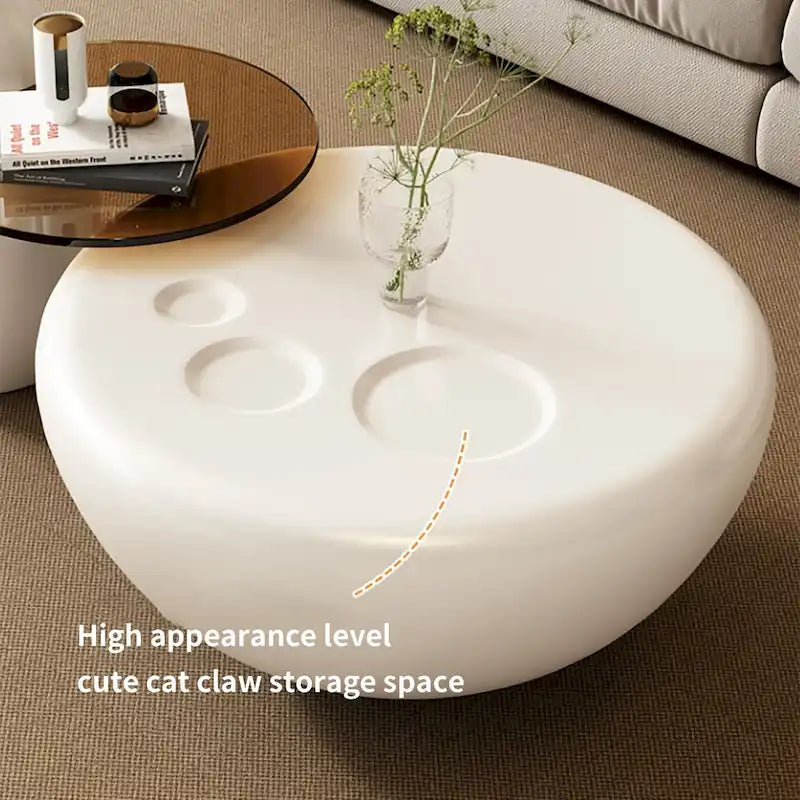 Table basse gigogne 42 moderne ronde blanc crème, 2 pièces pour le salon - 62