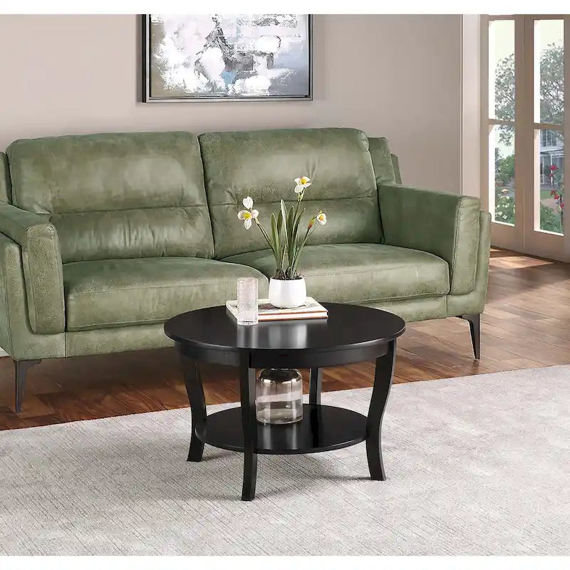 Table basse ronde avec étagère