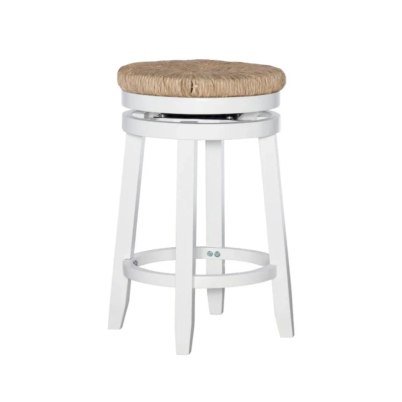 Tabouret de comptoir pivotant sans dossier Maya avec assise en jonc de mer