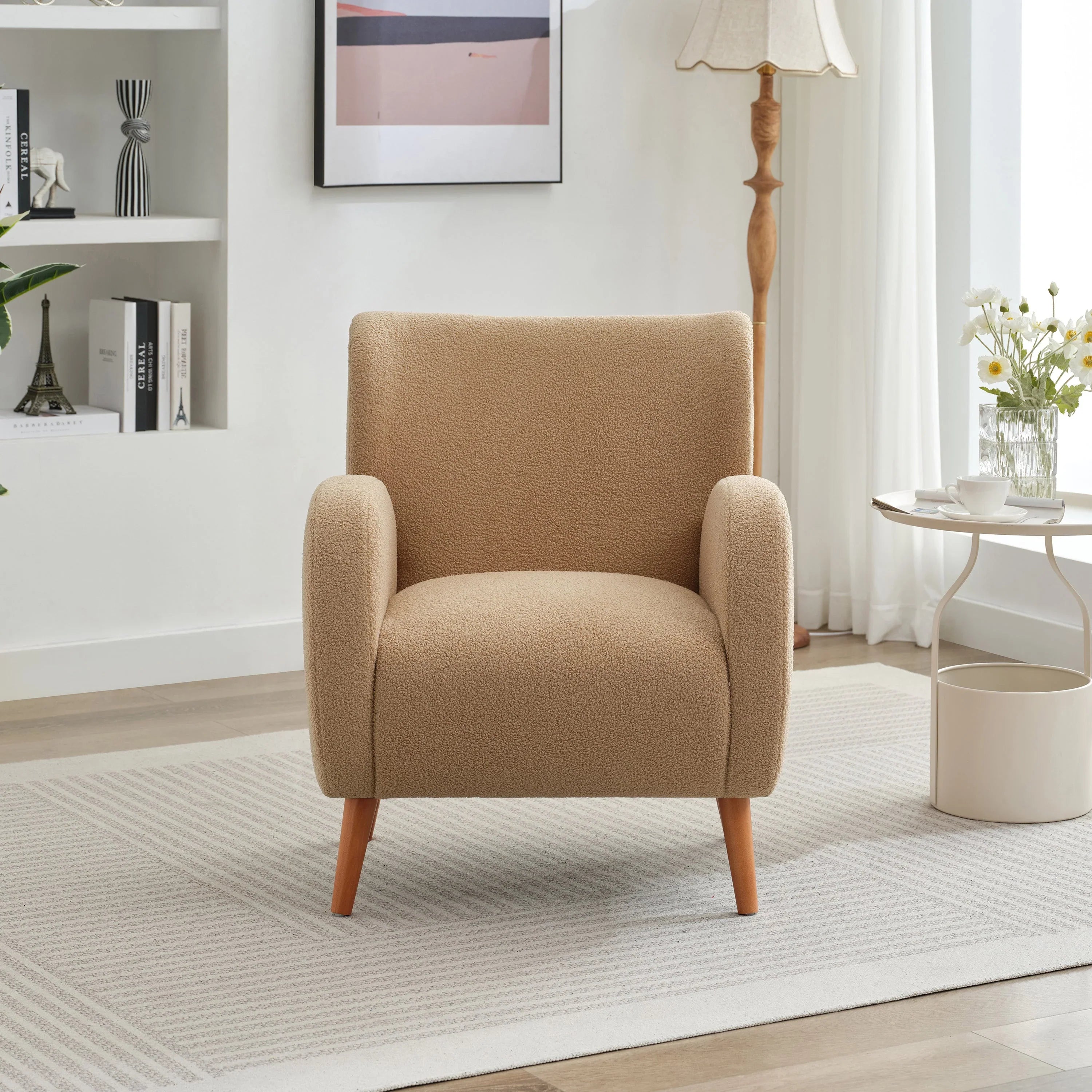 Fauteuil club capitonné moderne avec accoudoirs, canapé simple