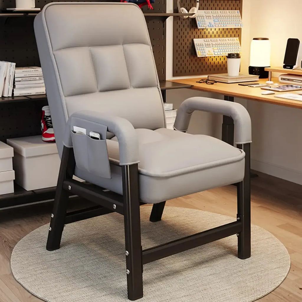 Chaise de bureau moderne à 4 pieds, rembourrée, gris