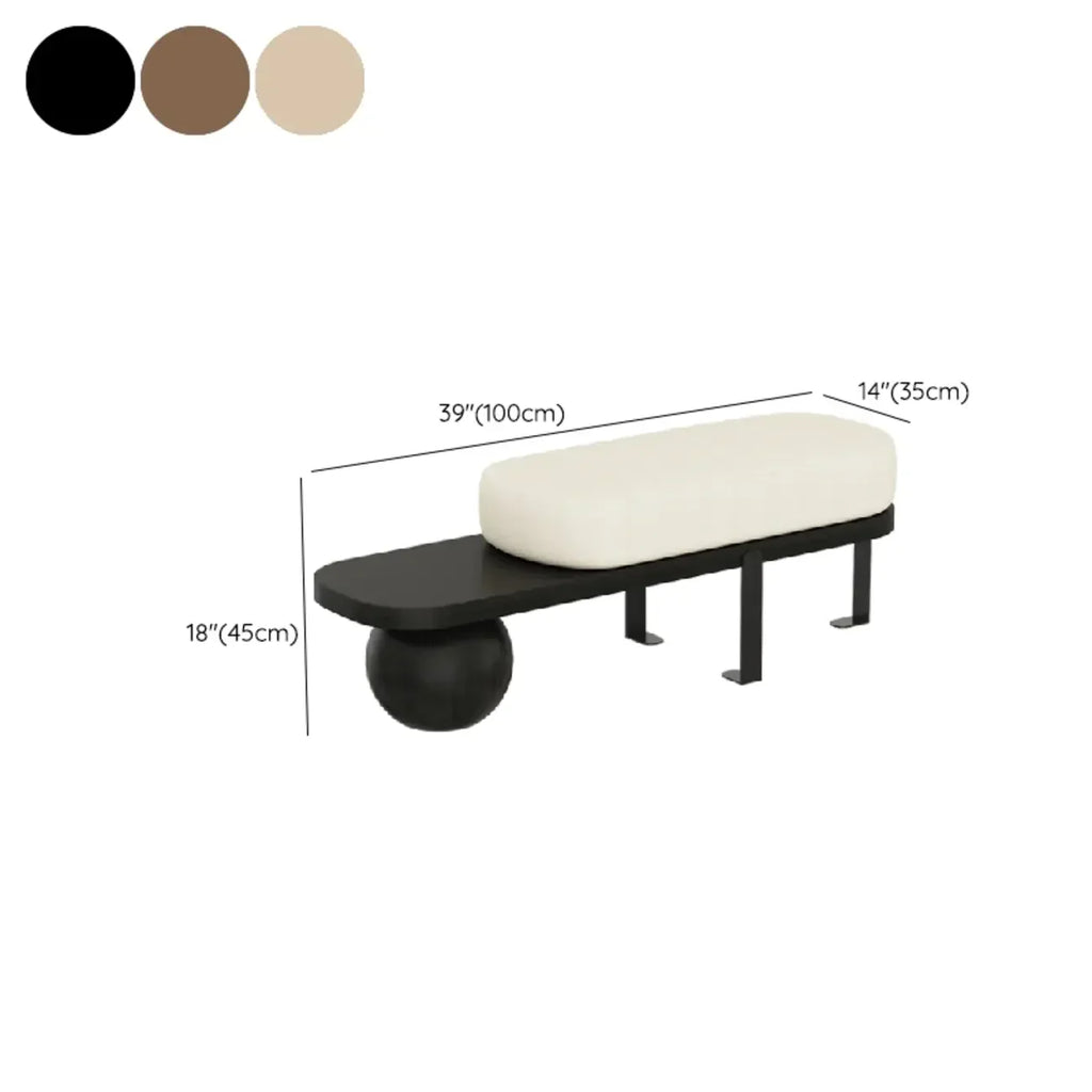 Banc court rembourré en bois beige moderne