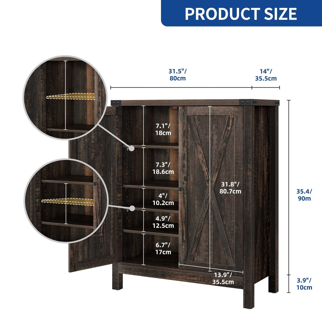 Meuble de rangement pour chaussures Moasis à 5 niveaux et 20 paires avec portes doubles pour entrée