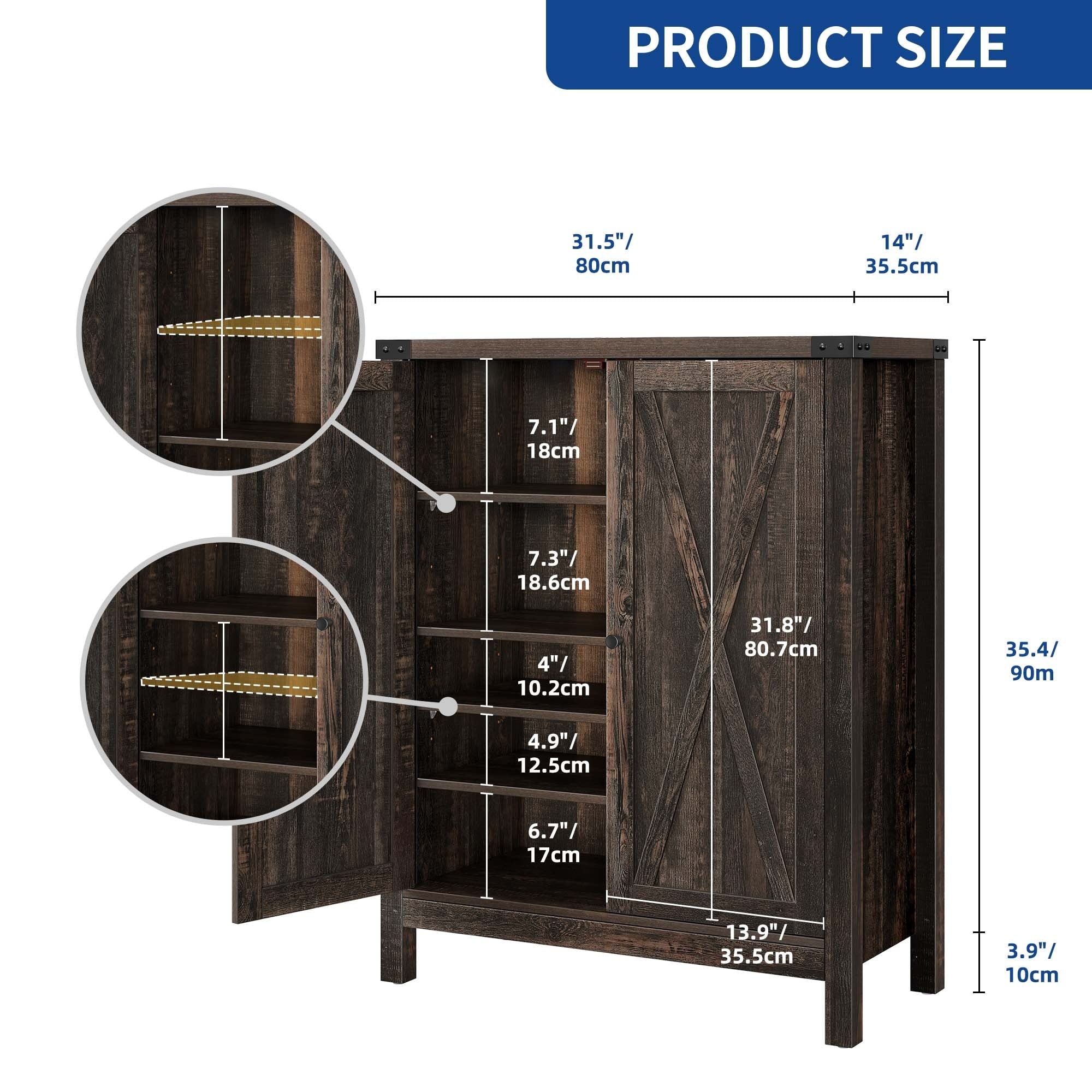 Meuble de rangement pour chaussures Moasis à 5 niveaux et 20 paires avec portes doubles pour entrée