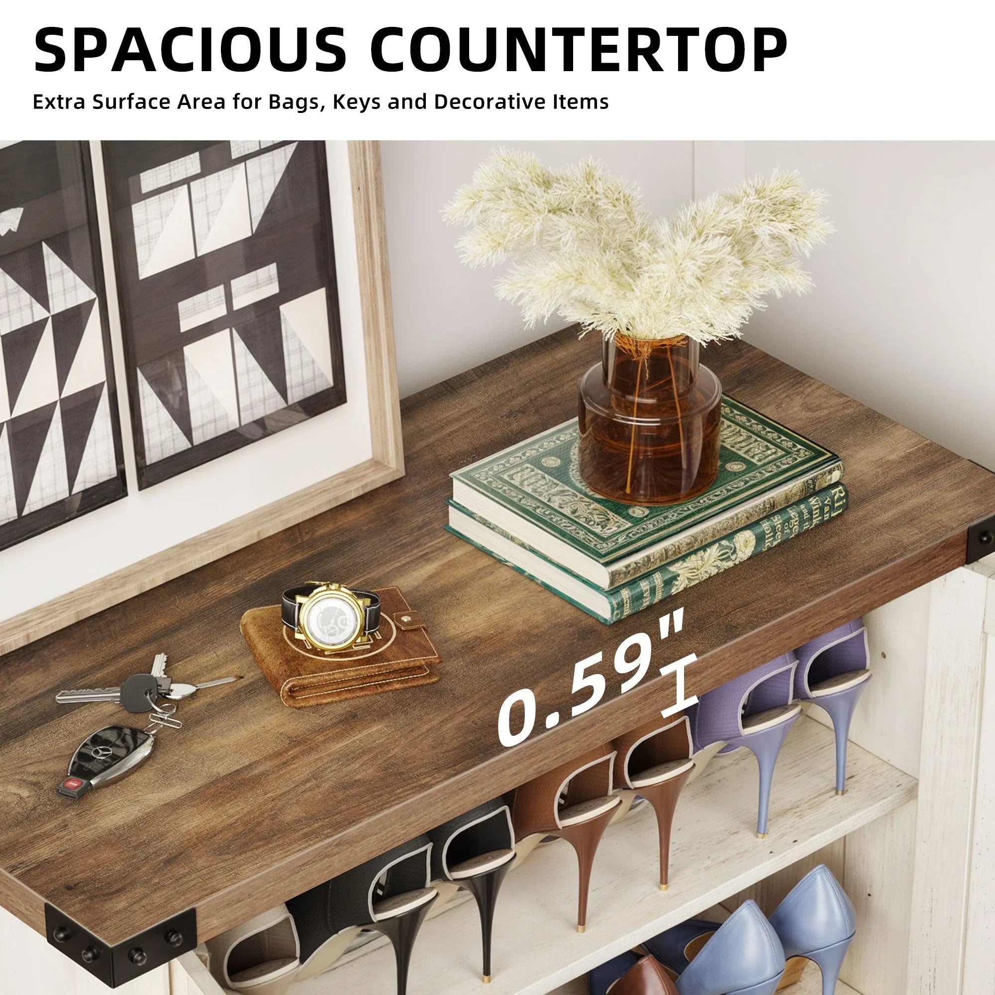 Meuble de rangement pour chaussures Moasis à 5 niveaux et 20 paires avec portes doubles pour entrée